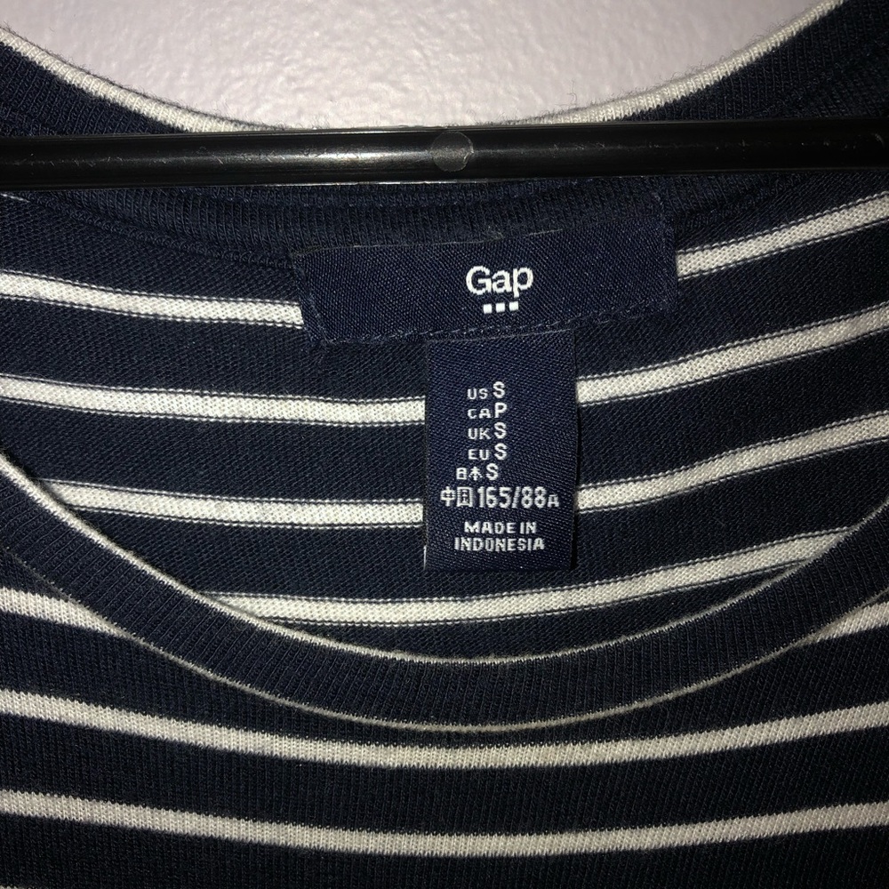 Navy and white striped dress.